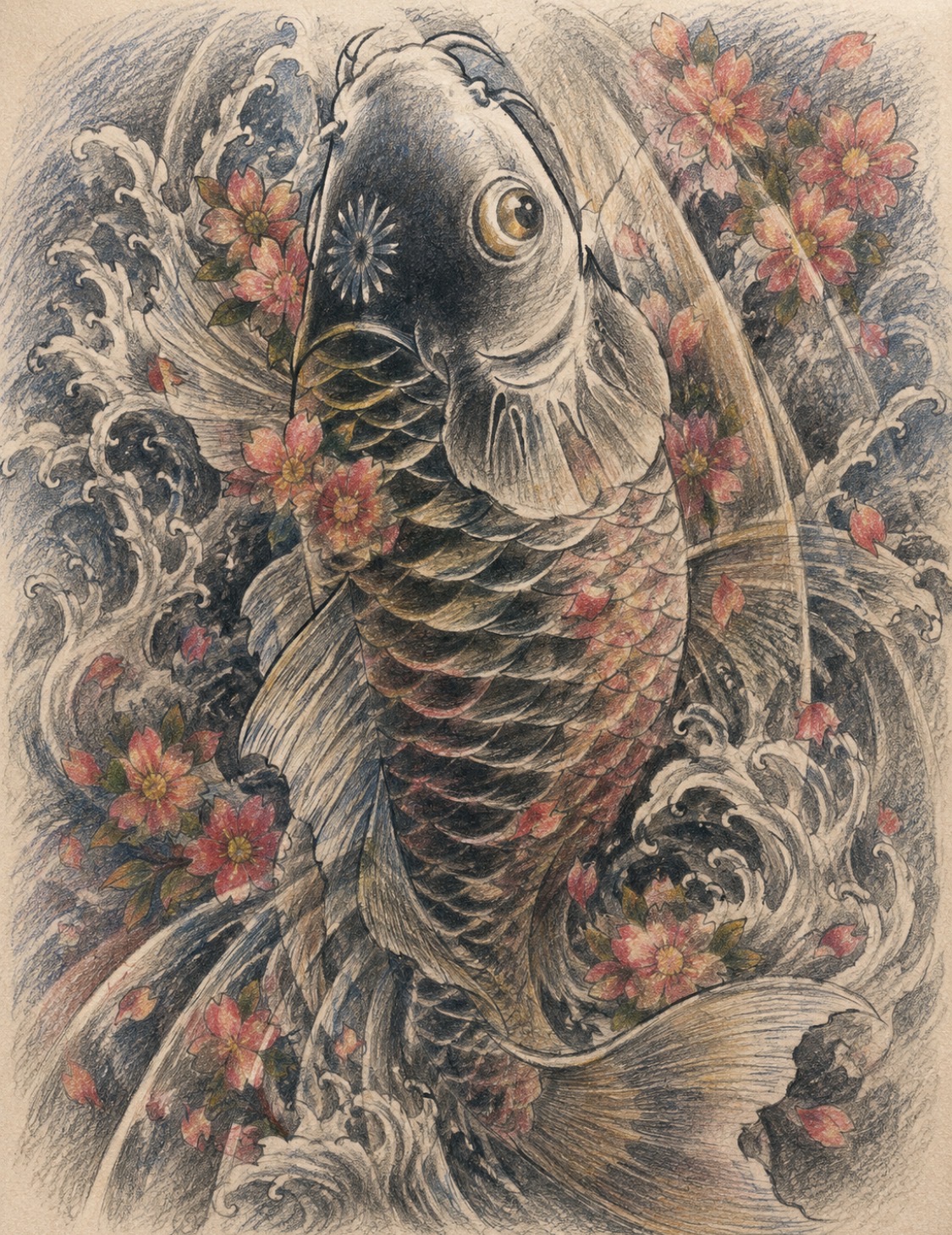 鯉と桜